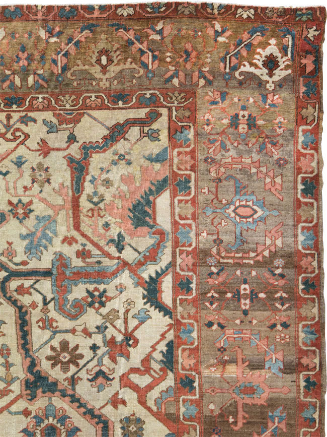 Antique Persian Heriz Carpet, No.27133 - Staging