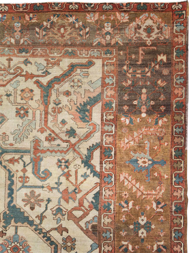 Antique Persian Heriz Carpet, No.27133 - Staging