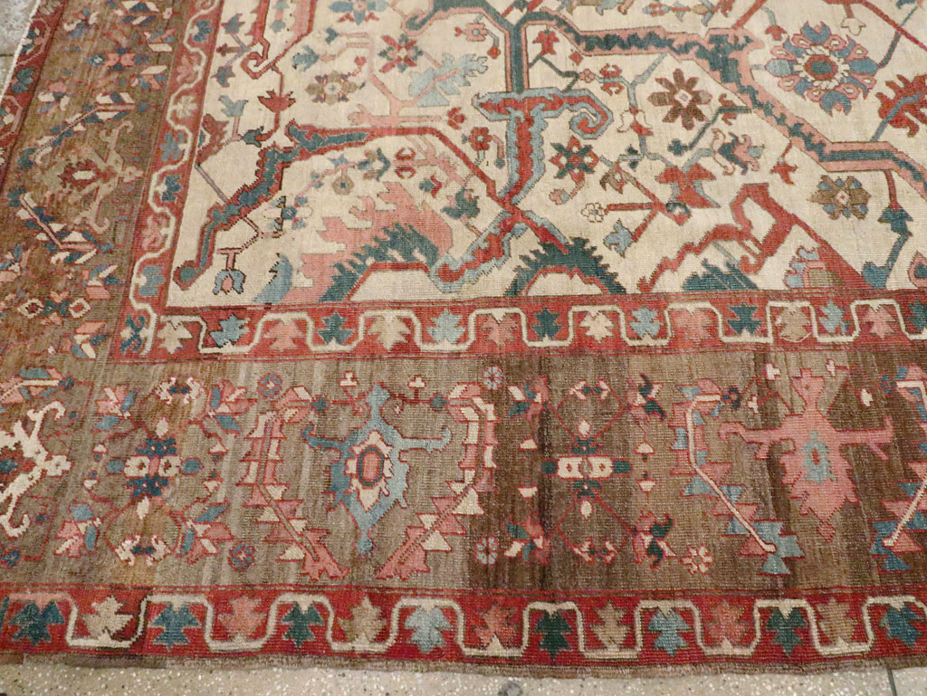 Antique Persian Heriz Carpet, No.27133 - Staging