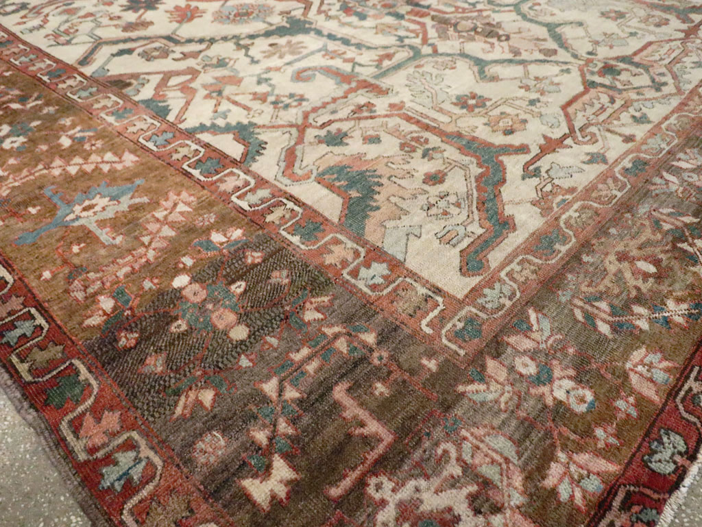 Antique Persian Heriz Carpet, No.27133 - Staging
