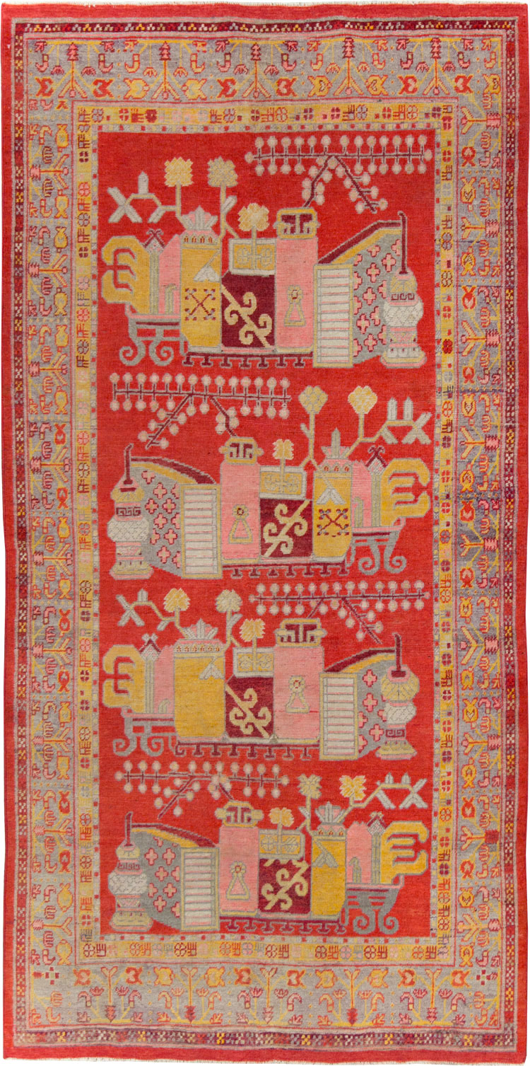 Antique Khotan Rug, No.27135 - Staging