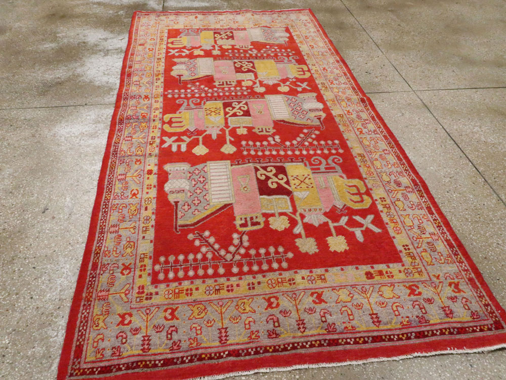 Antique Khotan Rug, No.27135 - Staging