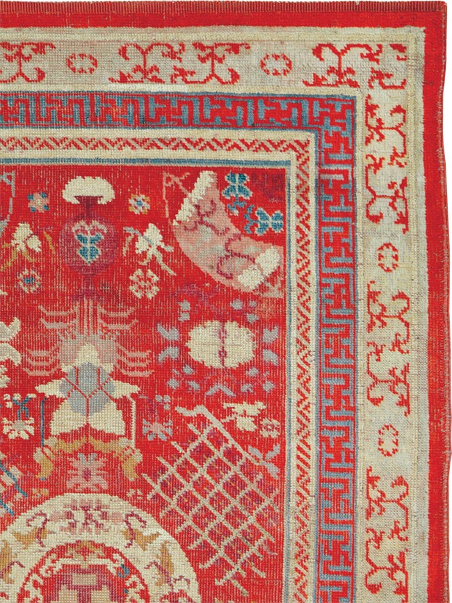 Vintage East Turkestan Khotan Rug, No.27136 - Staging