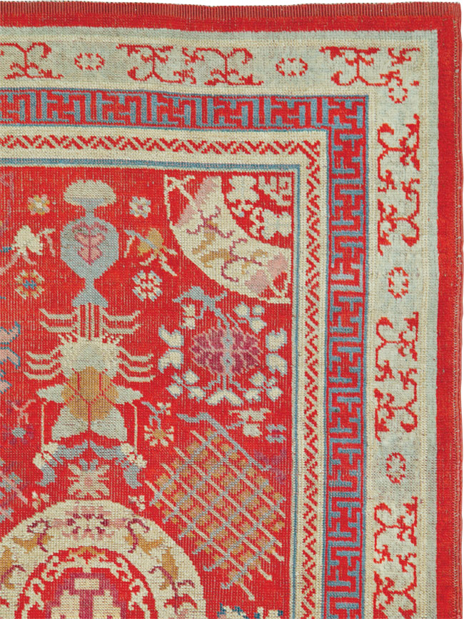 Vintage East Turkestan Khotan Rug, No.27136 - Staging