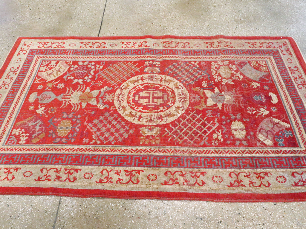 Vintage East Turkestan Khotan Rug, No.27136 - Staging