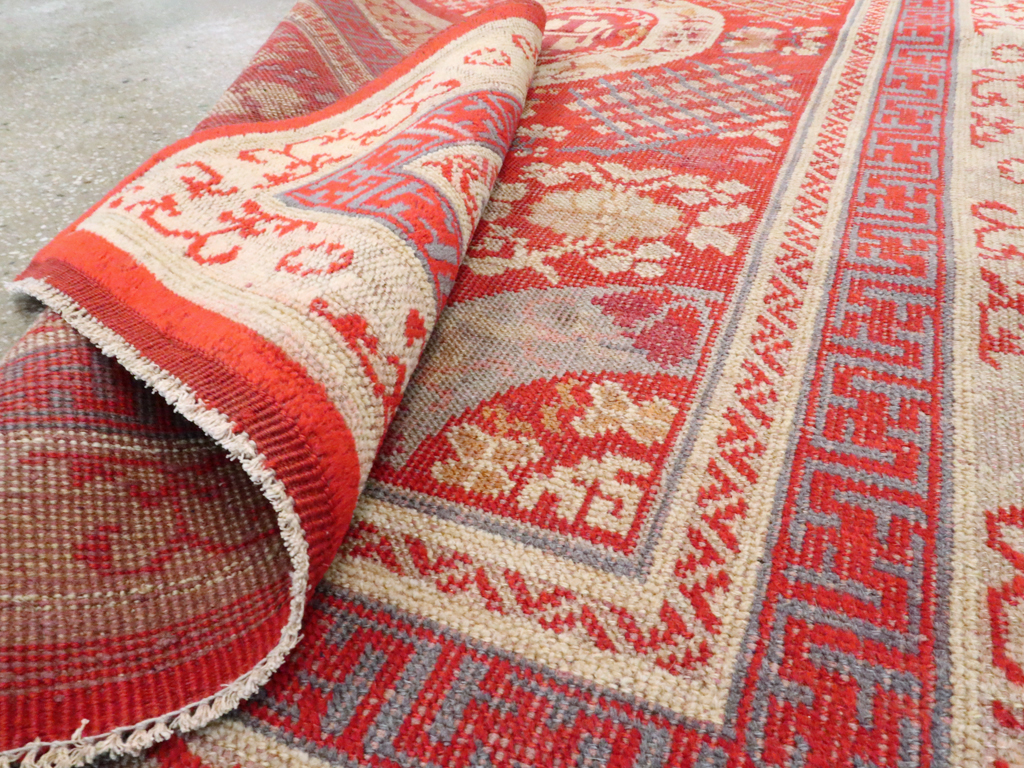 Vintage East Turkestan Khotan Rug, No.27136 - Staging