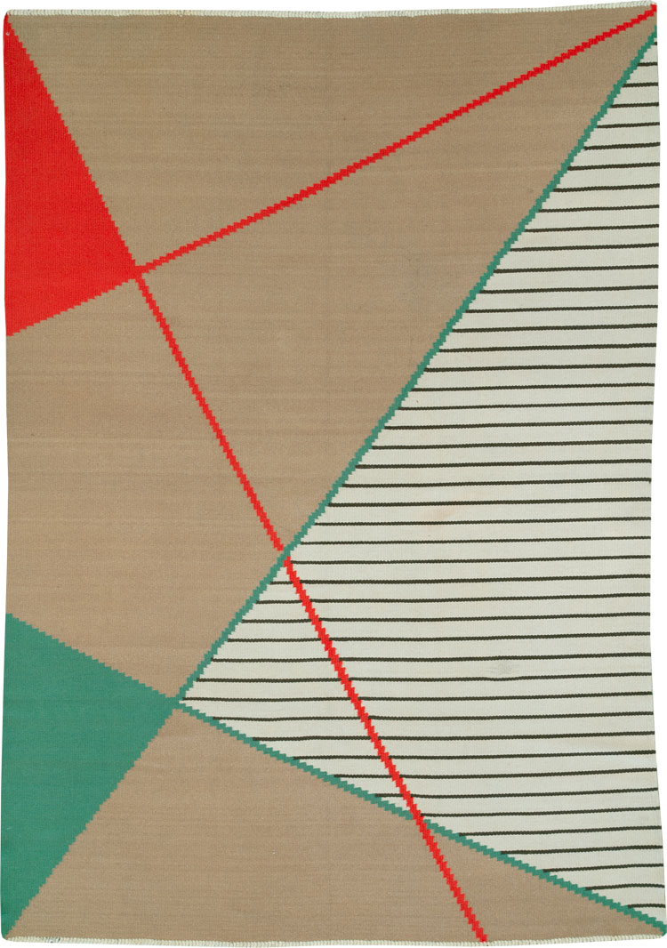 Vintage Czech Kilim Flatweave By Antonin Kybal, No.27138 - Staging