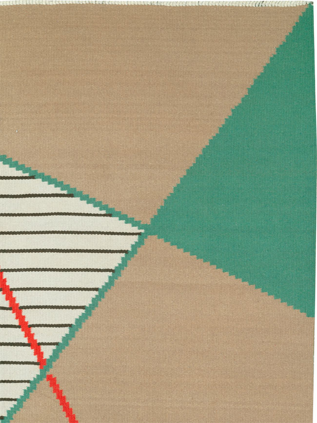 Vintage Czech Kilim Flatweave By Antonin Kybal, No.27138 - Staging