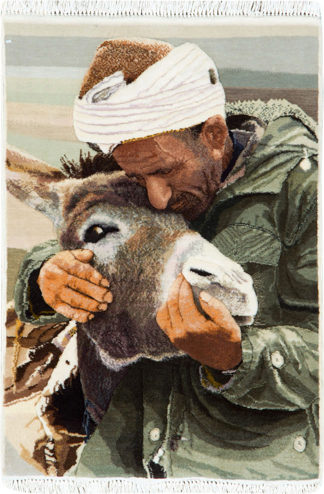 Modern Persian Tabriz Pictorial Rug, No.27140 - Staging