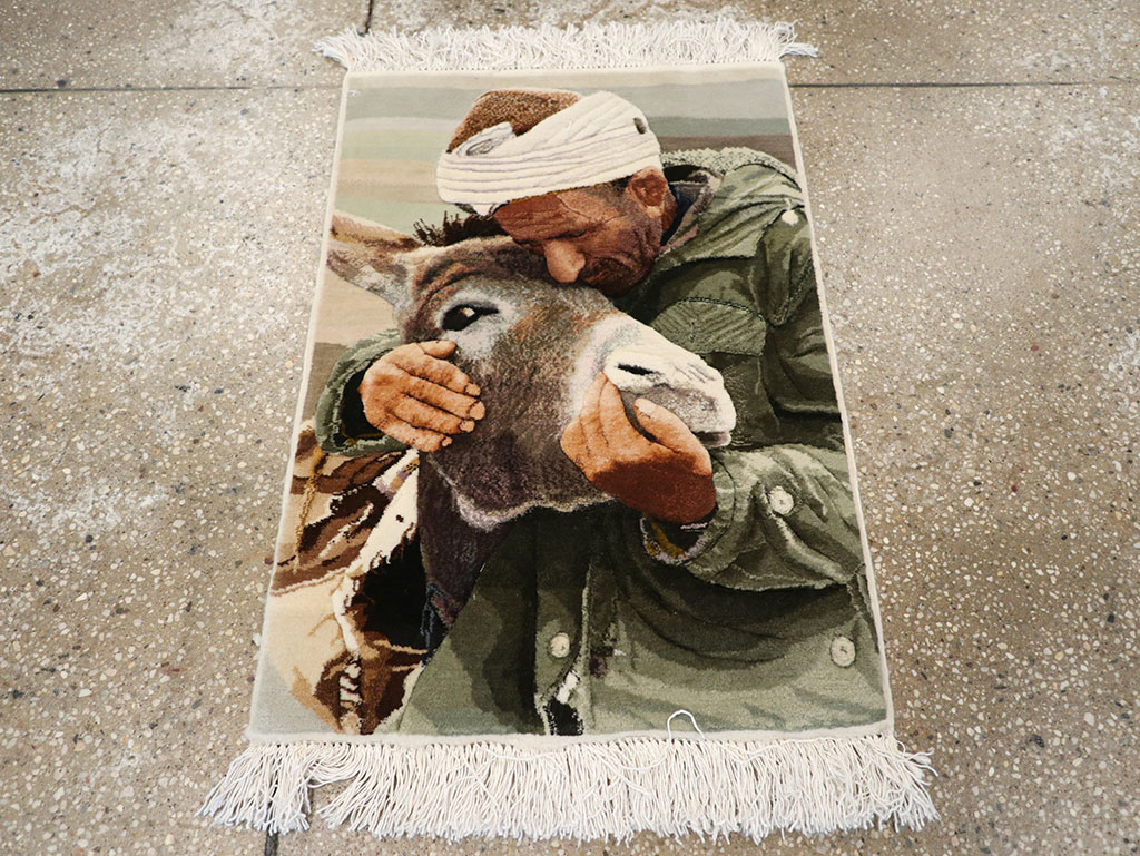 Modern Persian Tabriz Pictorial Rug, No.27140 - Staging