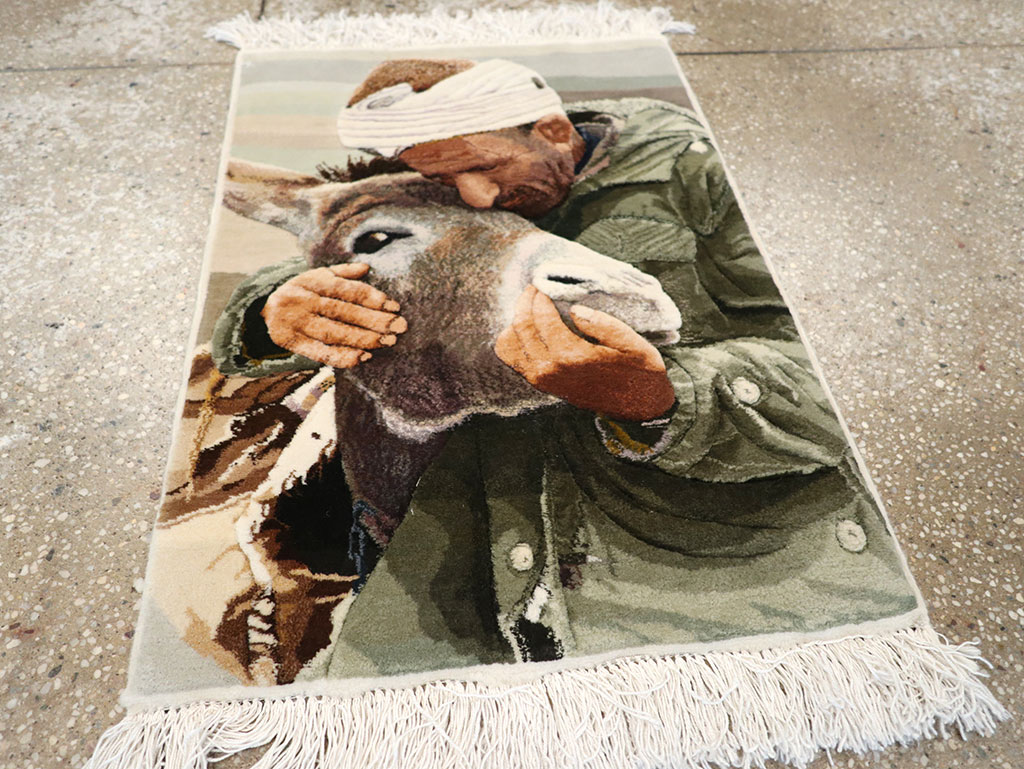 Modern Persian Tabriz Pictorial Rug, No.27140 - Staging