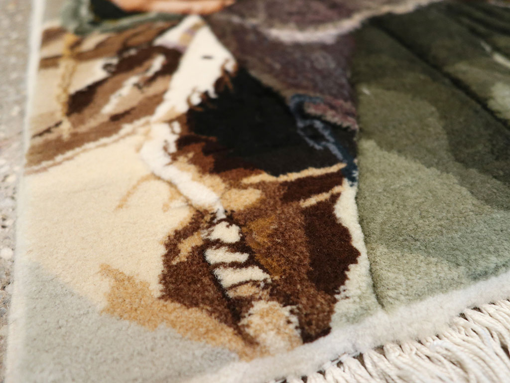 Modern Persian Tabriz Pictorial Rug, No.27140 - Staging