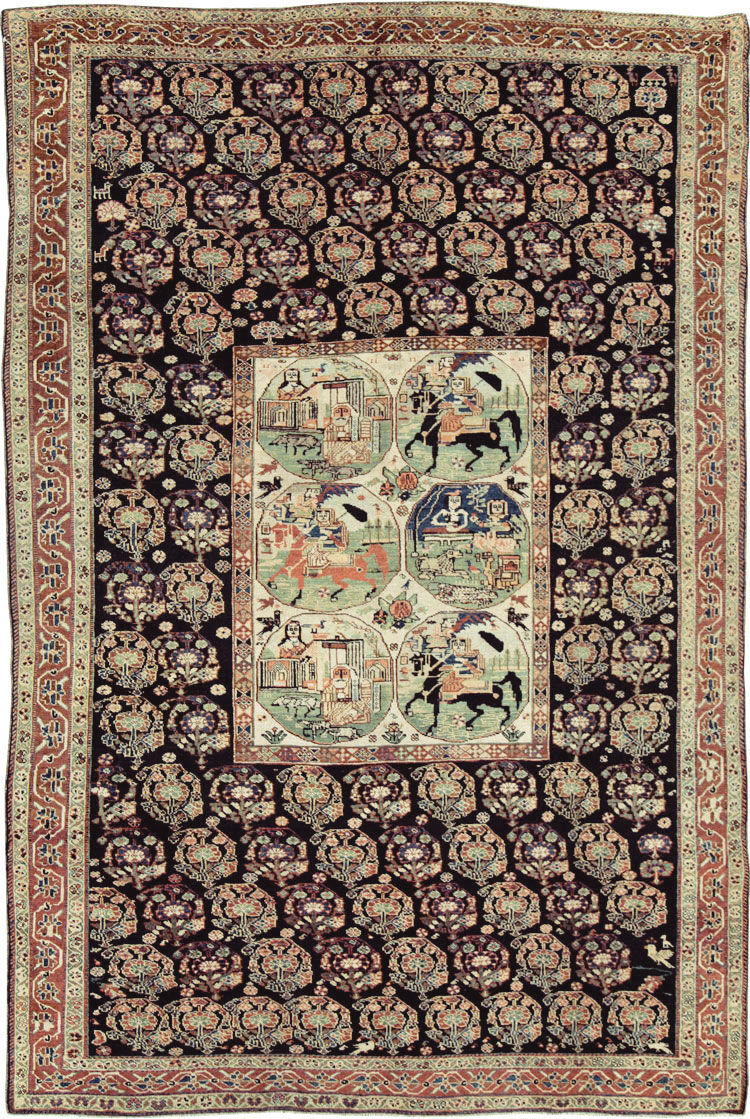 Antique Persian Pictorial Shiraz Carpet, No.27143 - Staging
