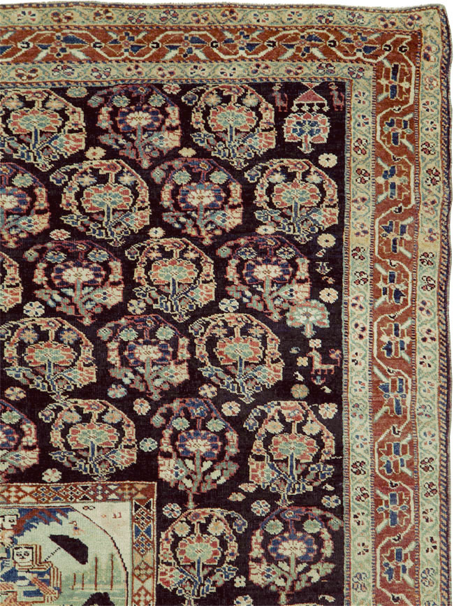 Antique Persian Pictorial Shiraz Carpet, No.27143 - Staging