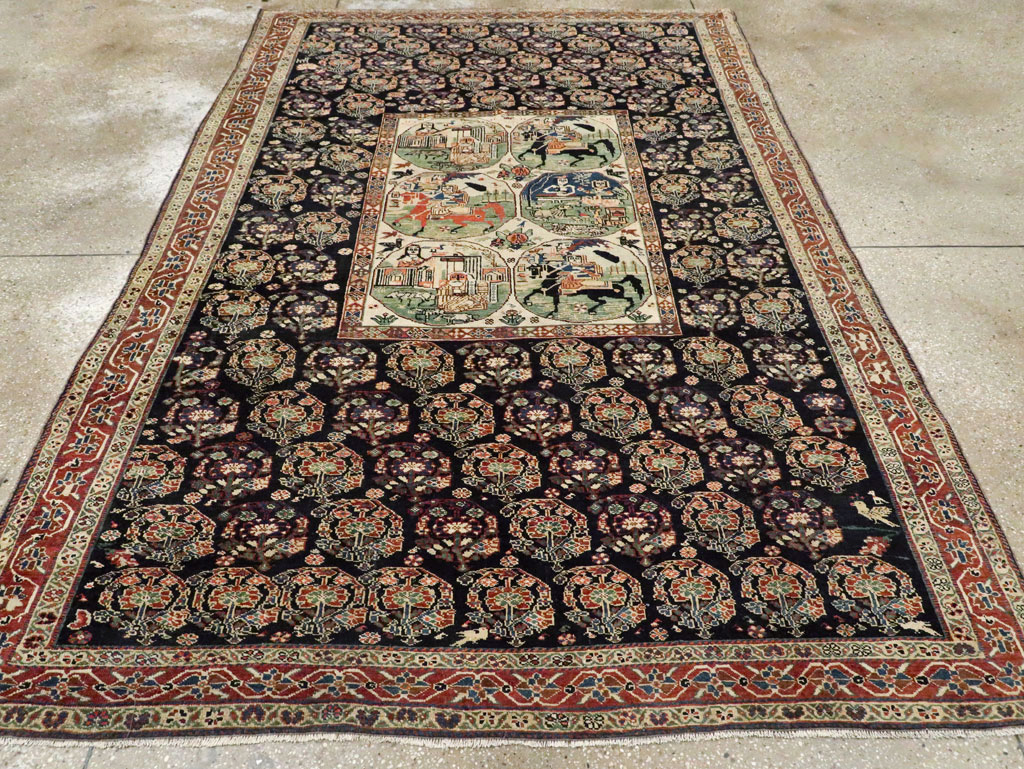 Antique Persian Pictorial Shiraz Carpet, No.27143 - Staging