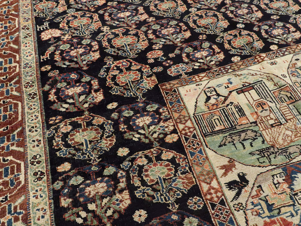 Antique Persian Pictorial Shiraz Carpet, No.27143 - Staging