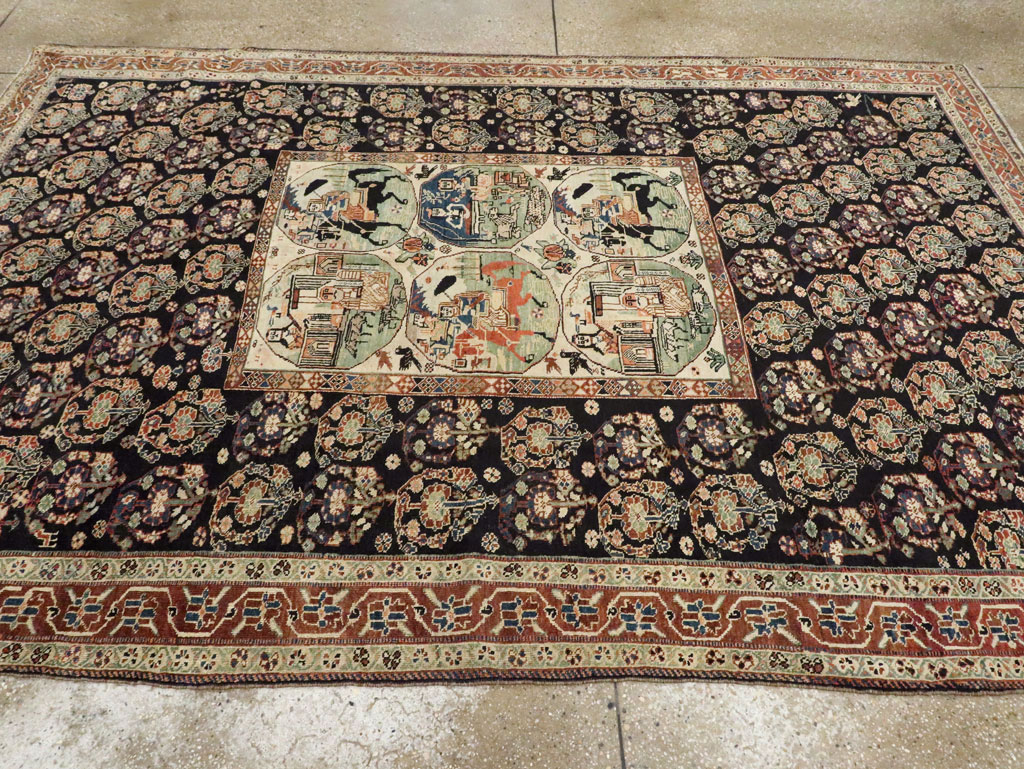 Antique Persian Pictorial Shiraz Carpet, No.27143 - Staging