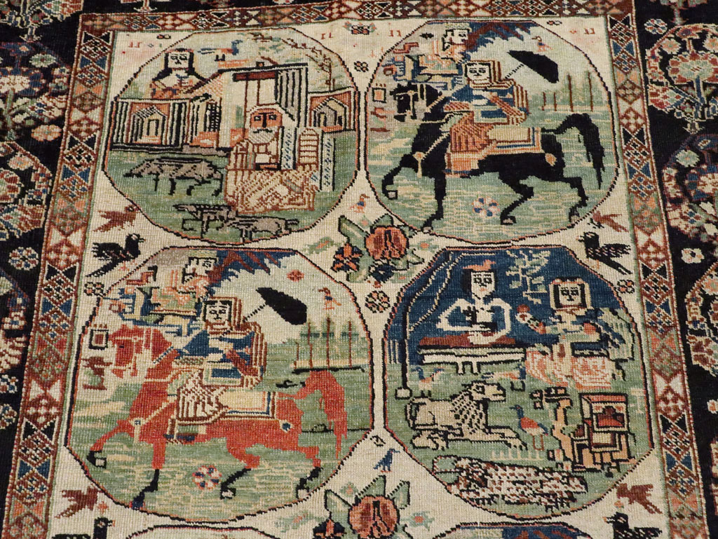 Antique Persian Pictorial Shiraz Carpet, No.27143 - Staging