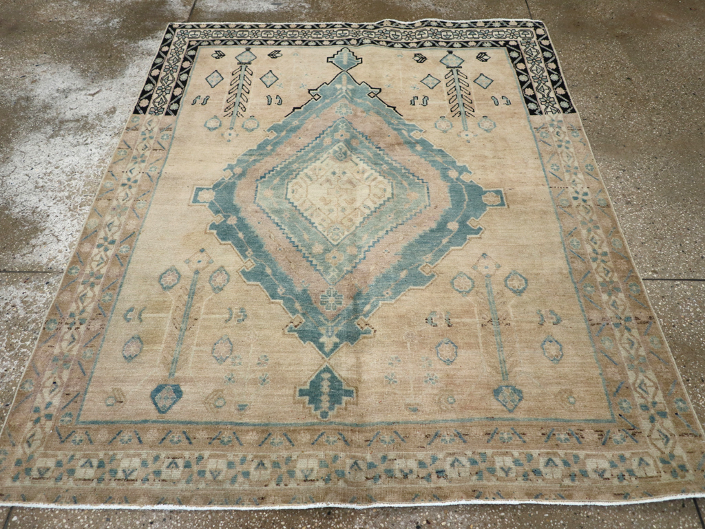 Vintage Persian Afshar Accent Rug, No.27192 - Staging