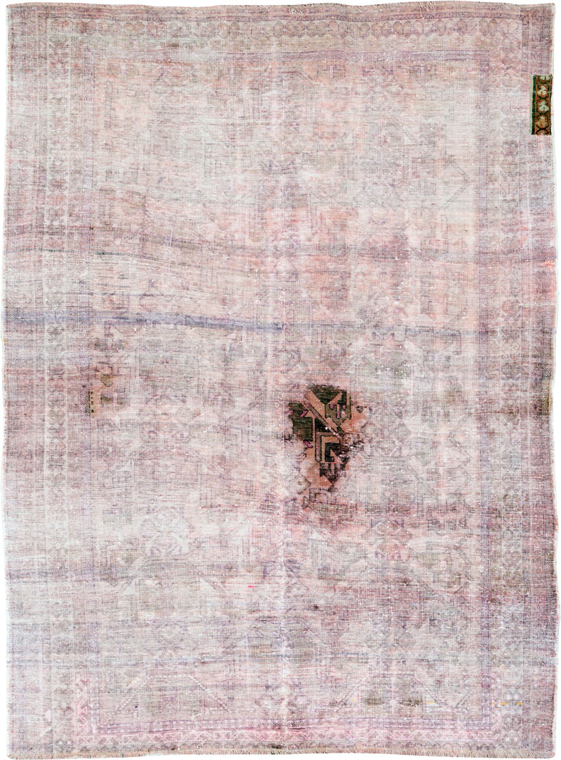 Vintage Persian Afshar Distressed Rug, No.27237 - Staging