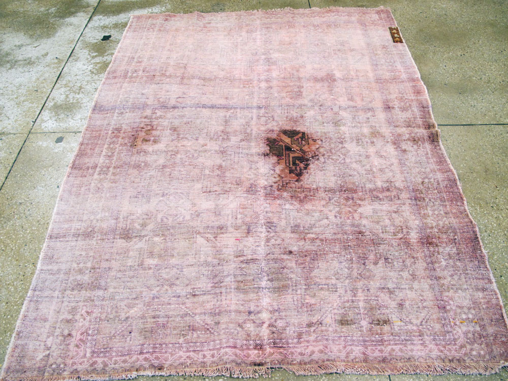 Vintage Persian Afshar Distressed Rug, No.27237 - Staging