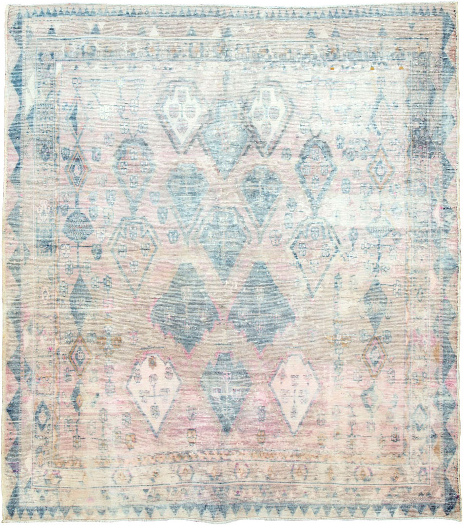 Vintage Persian Afshar Distressed Rug, No.27240 - Staging