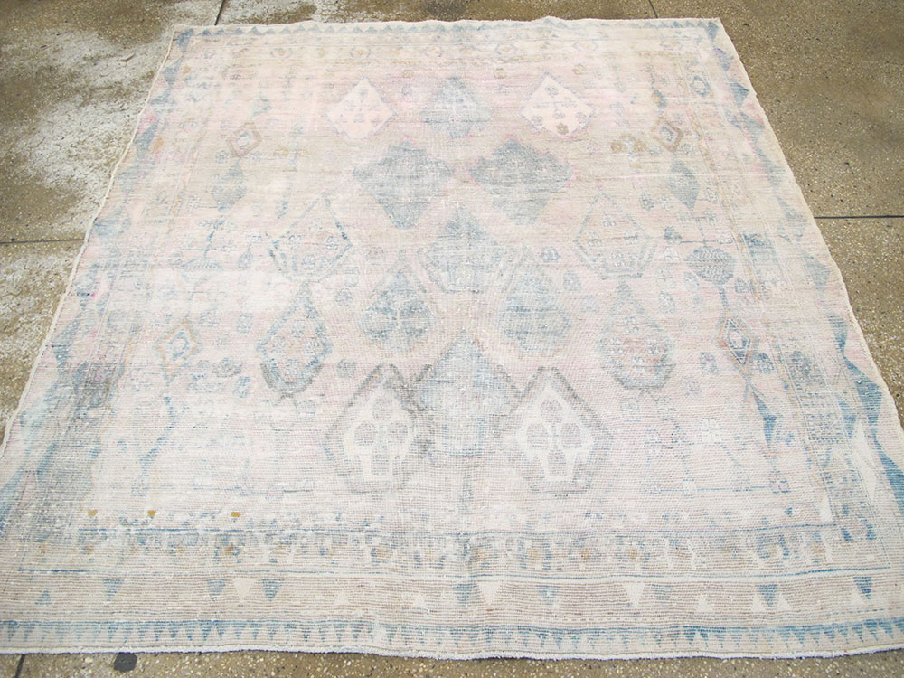 Vintage Persian Afshar Distressed Rug, No.27240 - Staging