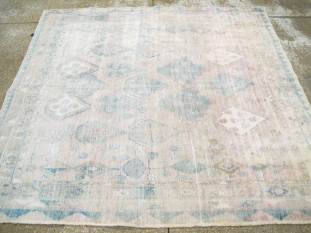 Vintage Persian Afshar Distressed Rug, No.27240 - Staging