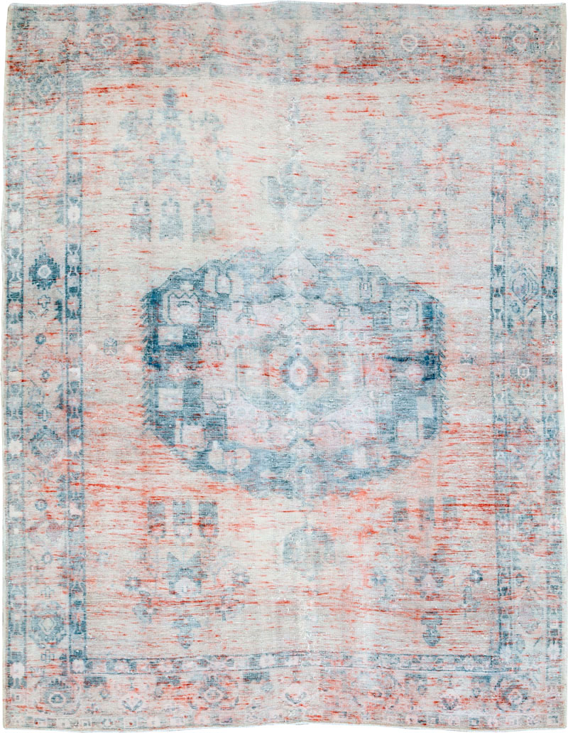 Vintage Persian Afshar Distressed Rug, No.27243 - Staging