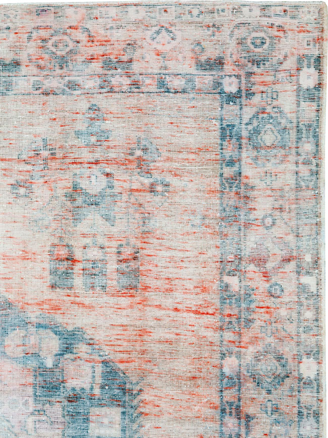 Vintage Persian Afshar Distressed Rug, No.27243 - Staging