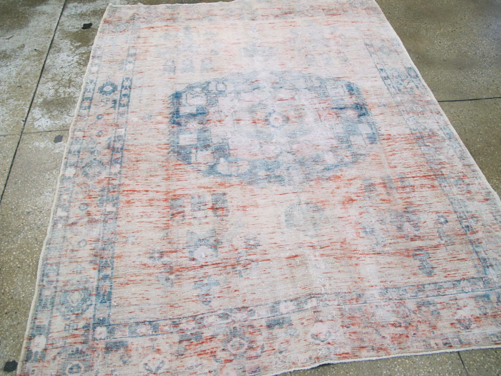 Vintage Persian Afshar Distressed Rug, No.27243 - Staging