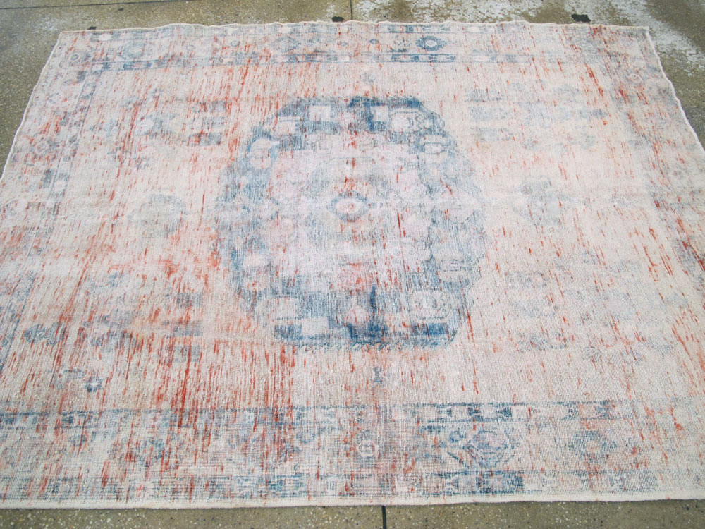 Vintage Persian Afshar Distressed Rug, No.27243 - Staging