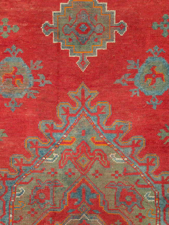Antique Oushak Gallery Carpet, No.27244 - Staging