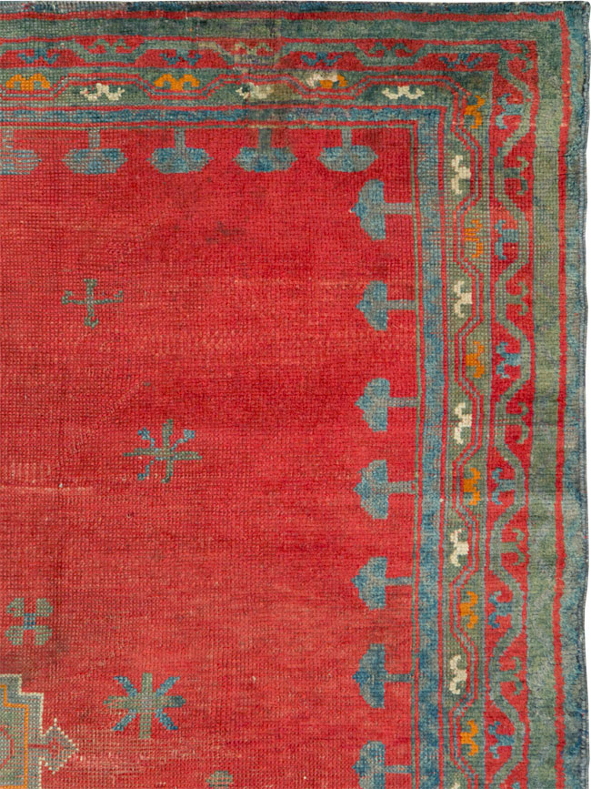 Antique Oushak Gallery Carpet, No.27244 - Staging