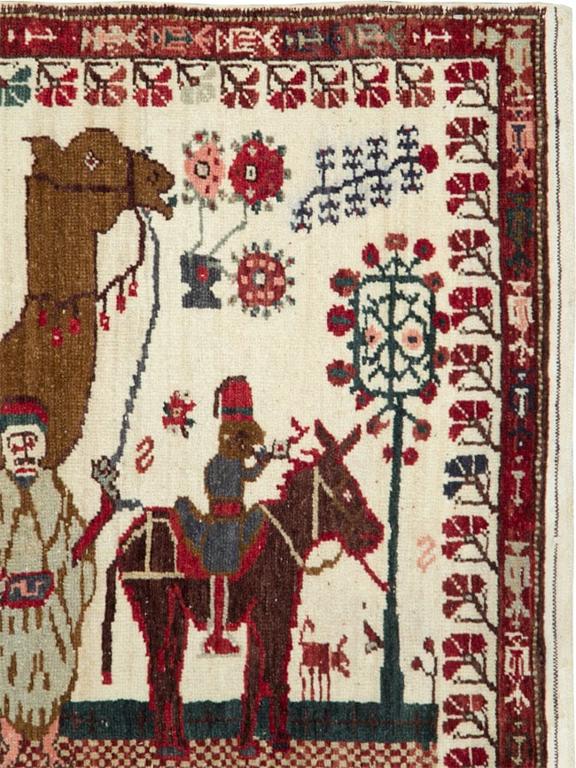 Vintage Anatolian Pictorial Rug, No.27250 - Staging