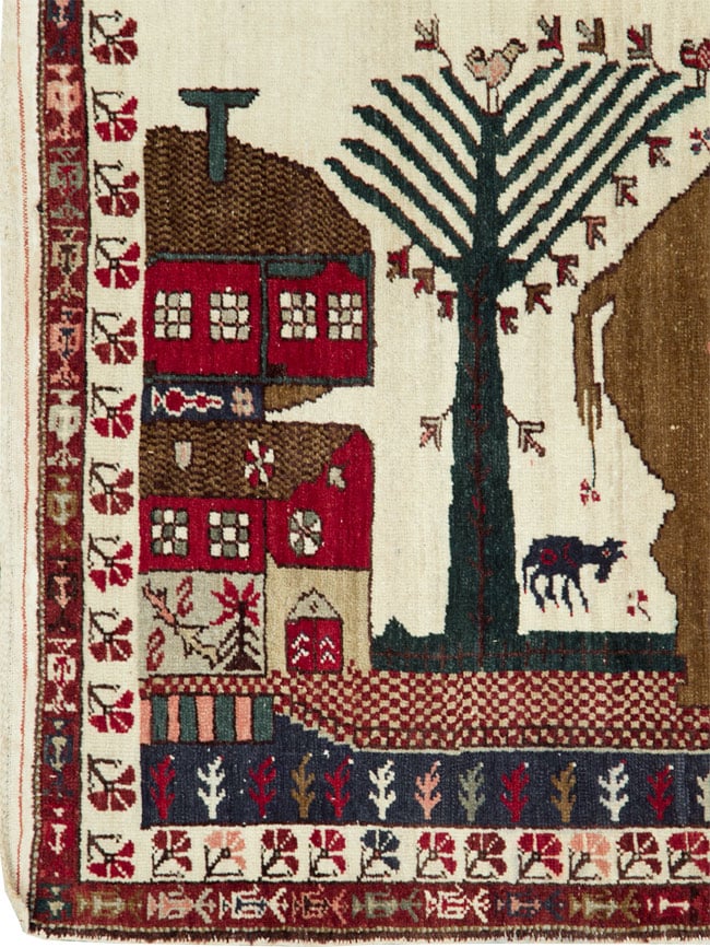 Vintage Anatolian Pictorial Rug, No.27250 - Staging