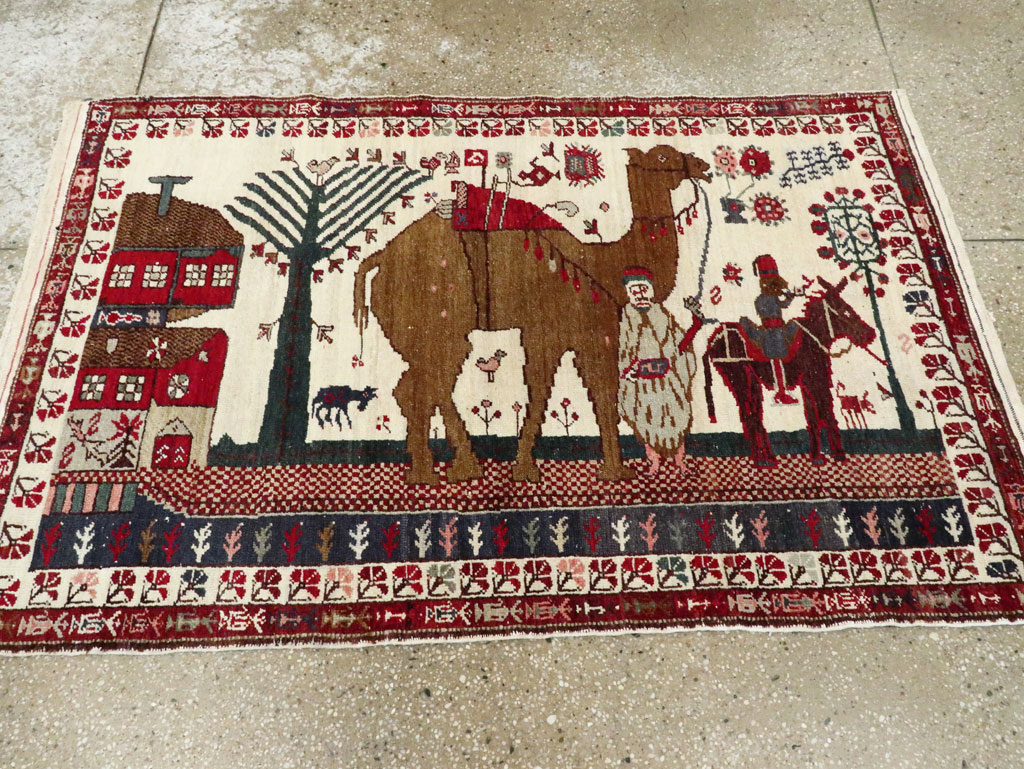 Vintage Anatolian Pictorial Rug, No.27250 - Staging