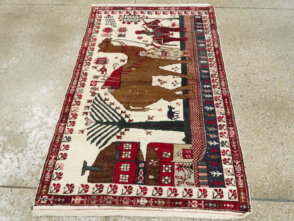 Vintage Anatolian Pictorial Rug, No.27250 - Staging