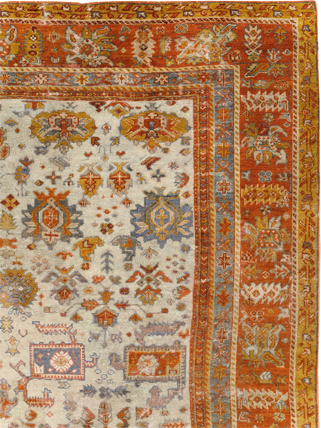 Antique Turkish Oushak Room Size Carpet, No.27254 - Staging