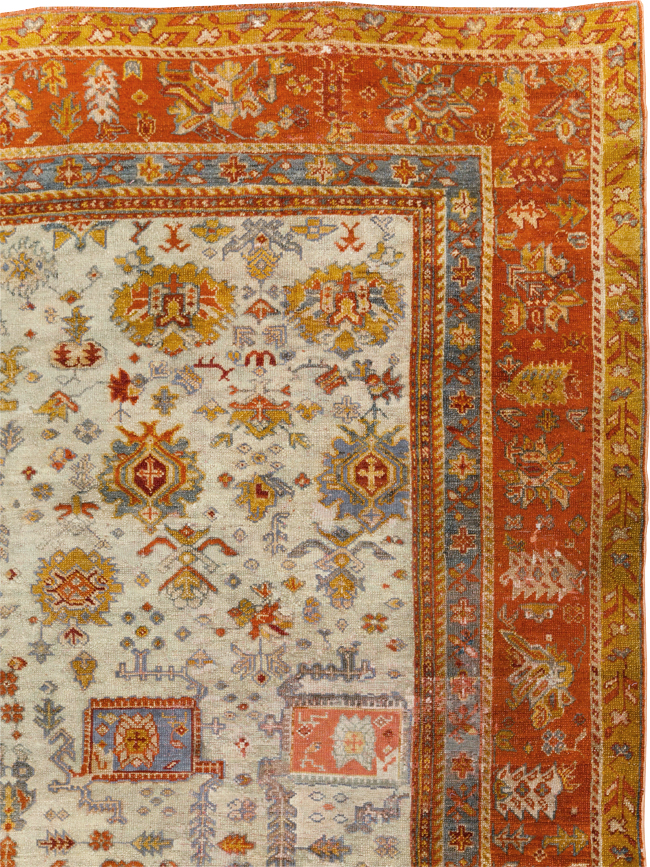 Antique Turkish Oushak Room Size Carpet, No.27254 - Staging
