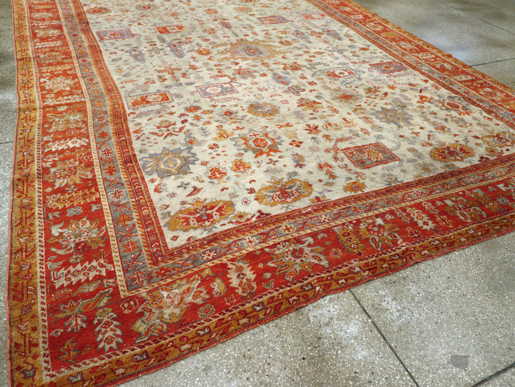 Antique Turkish Oushak Room Size Carpet, No.27254 - Staging