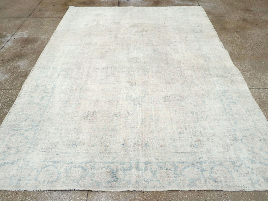 Distressed Vintage Persian Small Room Size Carpet, No.27283 - Staging