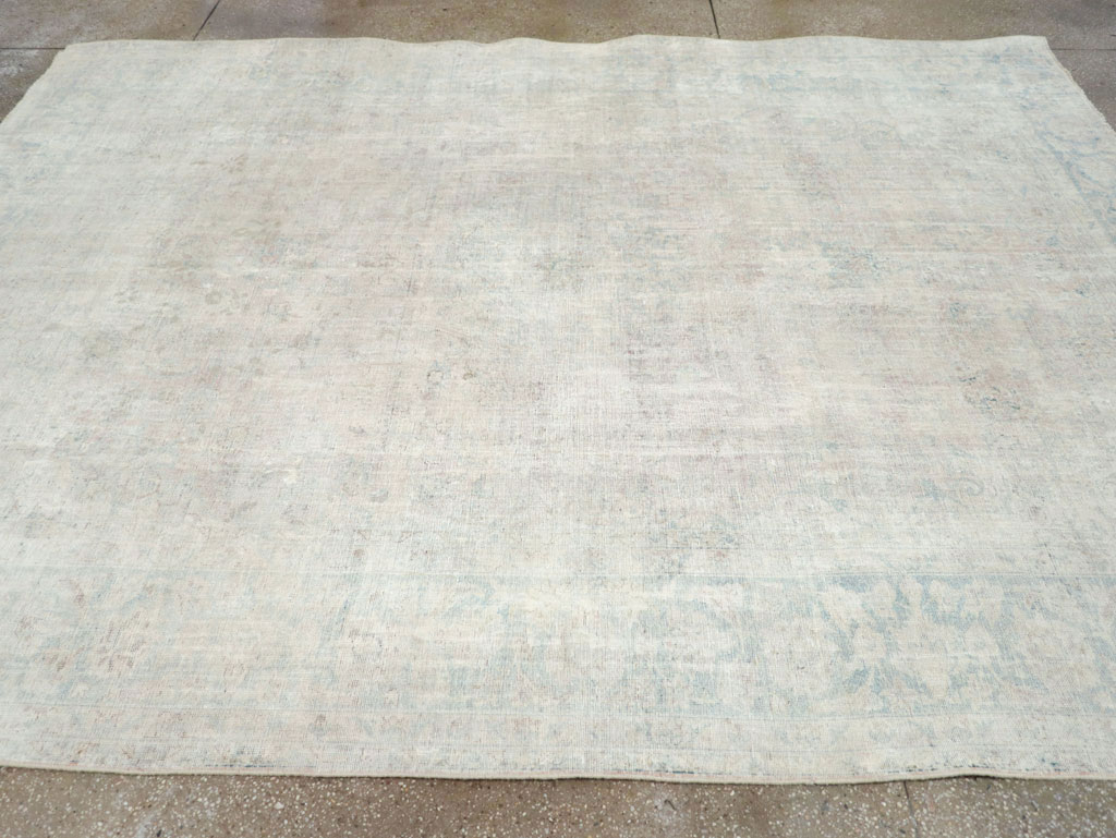 Distressed Vintage Persian Small Room Size Carpet, No.27283 - Staging