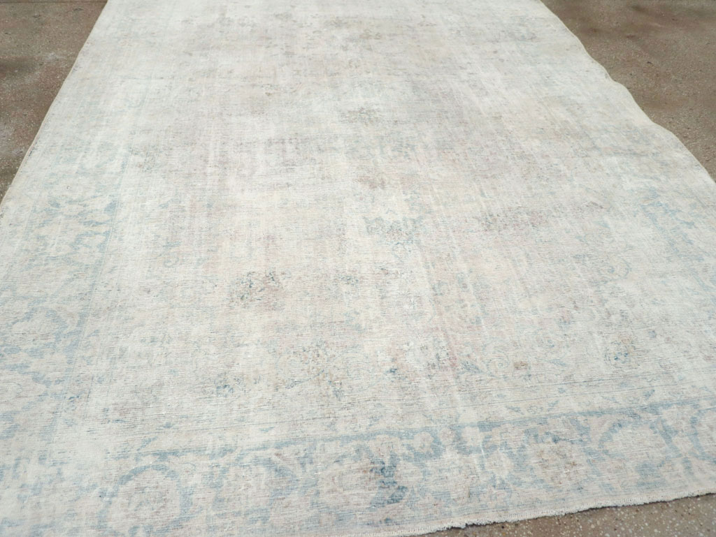 Distressed Vintage Persian Small Room Size Carpet, No.27283 - Staging