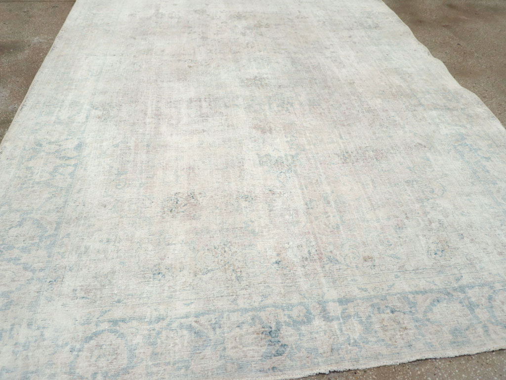 Distressed Vintage Persian Small Room Size Carpet, No.27283 - Staging