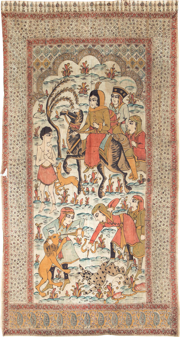 Vintage Persian Isfahan Ghalamkari Textile, No.27284 - Staging