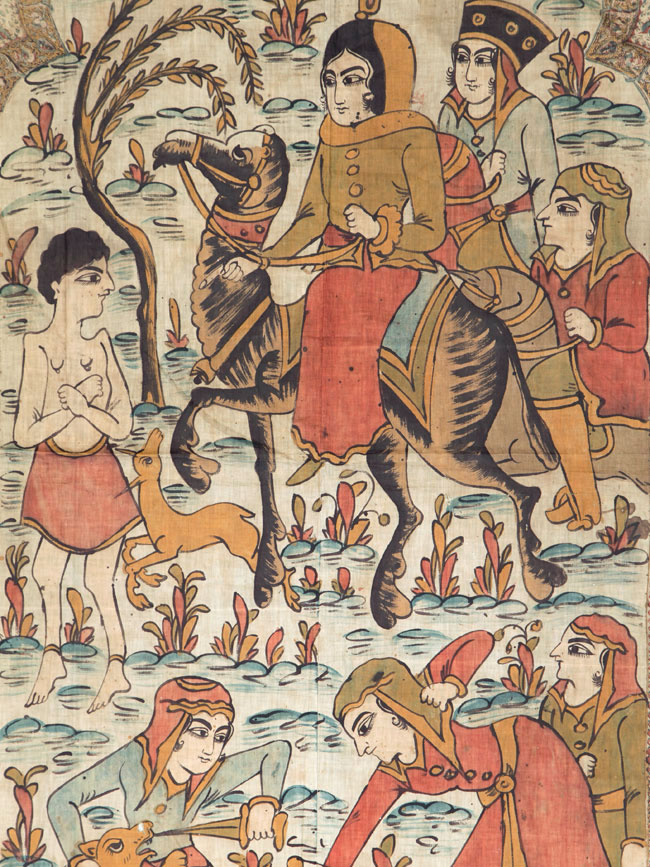 Vintage Persian Isfahan Ghalamkari Textile, No.27284 - Staging