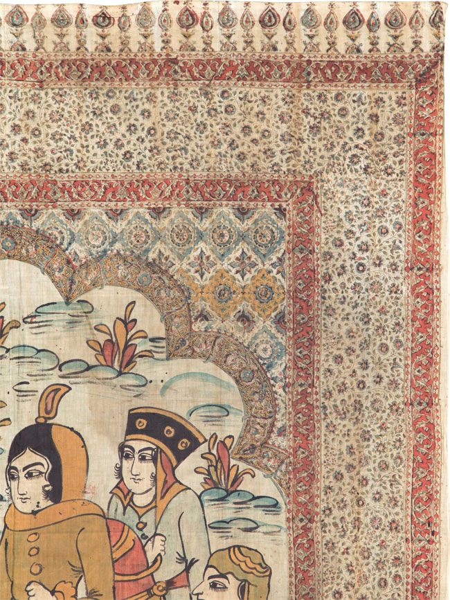 Vintage Persian Isfahan Ghalamkari Textile, No.27284 - Staging
