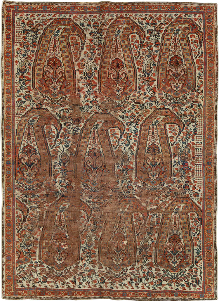 Distressed Antique Persian Afshar Accent Rug, No.27285 - Staging