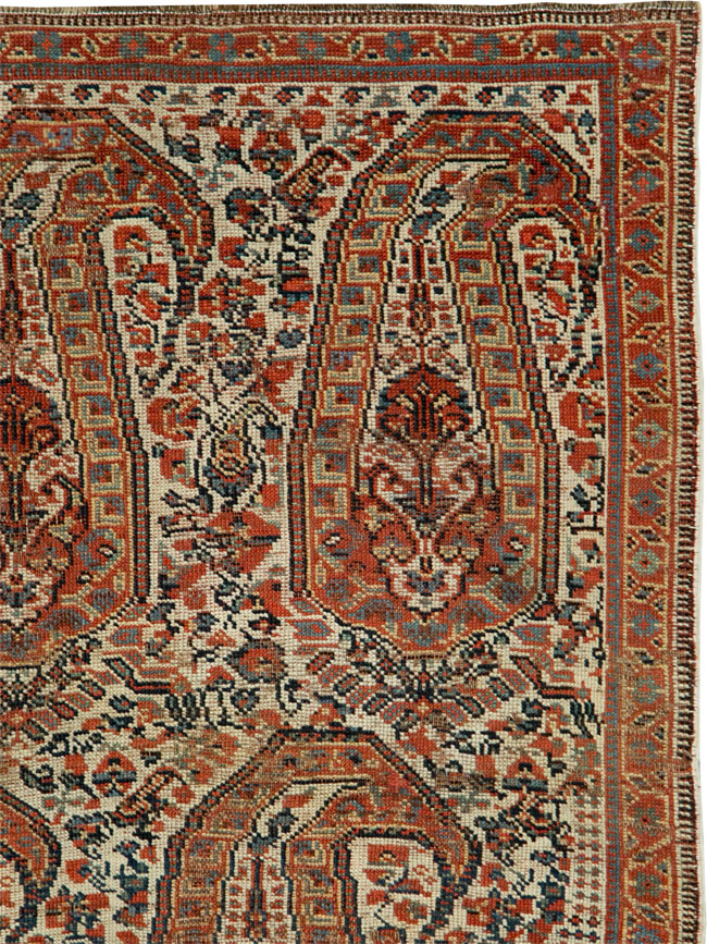 Distressed Antique Persian Afshar Accent Rug, No.27285 - Staging
